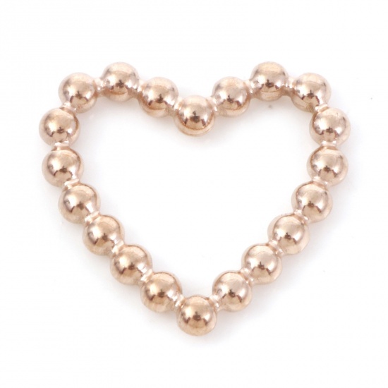 Picture of 1 Piece Vacuum Plating 304 Stainless Steel Charms Rose Gold Ball Heart 22mm x 20mm