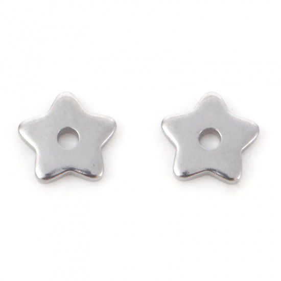 Bild von 304 Edelstahl Zwischenperlen Spacer Pentagramm Stern Silberfarbe 6mm x 6mm, 10 Stück
