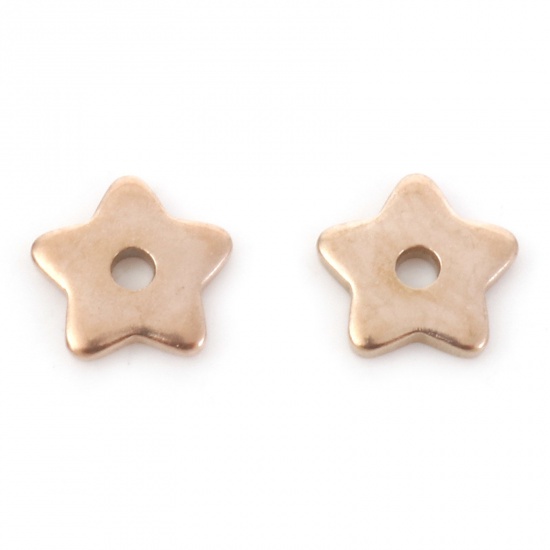 Bild von 10 Stück Vakuumbeschichtung 304 Edelstahl Abstandsperlen für DIY-Armband-Schmuckherstellung Pentagramm Stern Rosegold 6mm x 6mm
