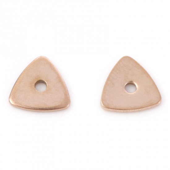 Bild von 10 Stück Vakuumbeschichtung 304 Edelstahl Abstandsperlen für DIY-Armband-Schmuckherstellung Dreieck Rosegold 8mm x 8mm