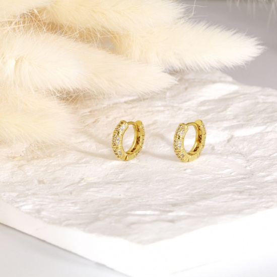 Immagine di 1 Paio Ecologico Elegante Squisito 18K Vero Oro Placcato Ottone Orecchini Circolari Per Donne Regalo 15mm x 14mm
