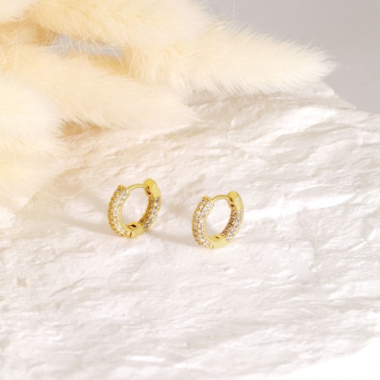 Bild von 1 Paar Umweltfreundlich Stilvoll Exquisit 18K Echtgold plattiert Messing Hoop Ohrringe Für Frauen Geschenk 15mm x 14mm