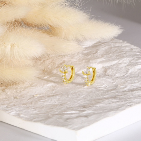 Bild von 1 Paar Umweltfreundlich Stilvoll Exquisit 18K Echtgold plattiert Messing Dreieck Hoop Ohrringe Für Frauen Geschenk 14mm x 13mm