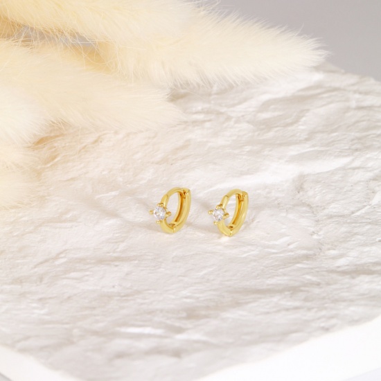 Bild von 1 Paar Umweltfreundlich Stilvoll Exquisit 18K Echtgold plattiert Messing Hoop Ohrringe Für Frauen Geschenk 12mm x 10mm