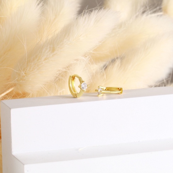 Bild von 1 Paar Umweltfreundlich Stilvoll Exquisit 18K Echtgold plattiert Messing Hoop Ohrringe Für Frauen Geschenk 12mm x 10mm