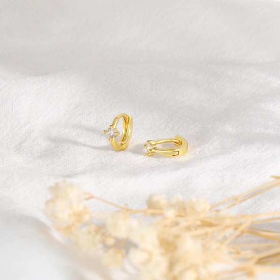 Bild von 1 Paar Umweltfreundlich Stilvoll Exquisit 18K Echtgold plattiert Messing Hoop Ohrringe Für Frauen Geschenk 12mm x 10mm