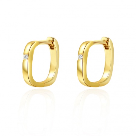 Immagine di Squisito Elegante Orecchini Ad Anello Abbraccio All'Ingrosso, Trasparente Strass 18K Vero Oro Placcato Ottone, Donne Ecologico Regalo Fornitura di Gioielli, 11mm x 10.5mm, 1 Paio
