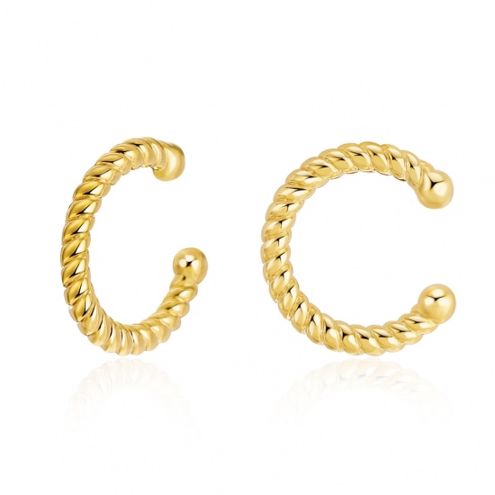 Immagine di 1 Paio Ecologico Elegante Squisito 18K Vero Oro Placcato Ottone Orecchini Circolari Per Donne Regalo 11mm x 11mm