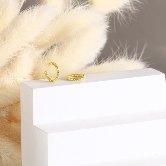 Immagine di 1 Paio Ecologico Elegante Squisito 18K Vero Oro Placcato Ottone Orecchini Circolari Per Donne Regalo 11mm x 11mm