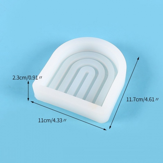 Picture of Silicone Valentine's Day Resin Mold For Jewelry Soap Candle Making U-shaped Stripe White 11.7cm x 11cm, 1 Piece
