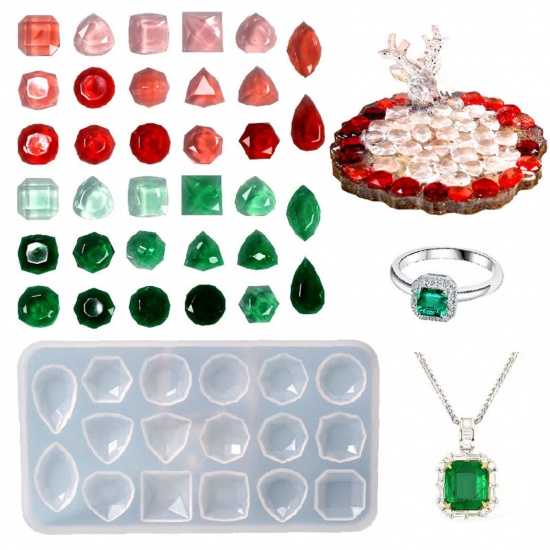 Picture of Silicone Resin Mold For Jewelry Rhinestone Making Rectangle Geometric White 11.1cm x 6cm, 1 Piece