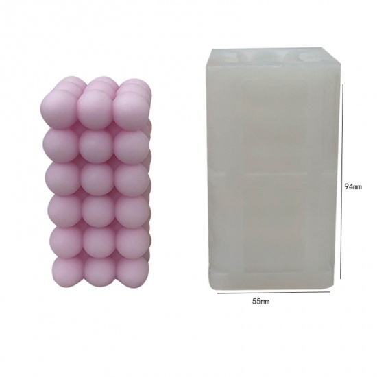 Picture of Silicone Resin Mold For Jewelry Magic Square Soap Candle Making White 9.4cm x 5.5cm, 1 Piece