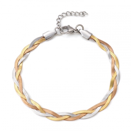 Bild von 304 Edelstahl Schlangenkette Kette Armband Geflochten 18.5cm lang, 1 Strang