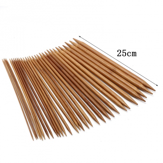 Picture of 2-10mm Bamboo Double Pointed Knitting Needles Brown 25cm(9 7/8") long, 1 Set ( 72 PCs/Set)