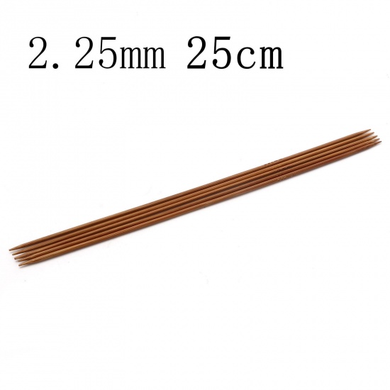 Image de Aiguilles à Tricoter Double Point en Bambou Brun 25cm Long, 5 Pièces