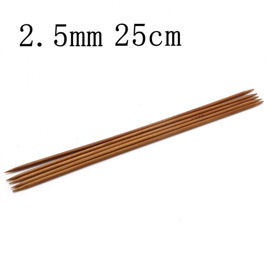 Picture of 2.5mm Bamboo Double Pointed Knitting Needles Brown 25cm(9 7/8") long, 5 PCs
