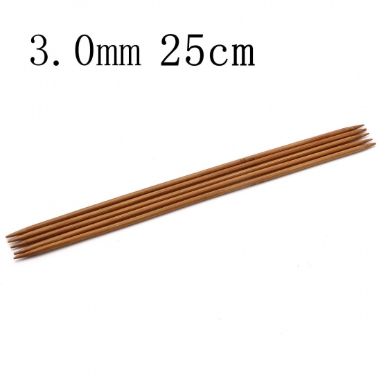 Picture of 3mm Bamboo Double Pointed Knitting Needles Brown 25cm(9 7/8") long, 5 PCs