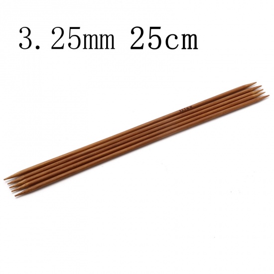 Picture of 3.25mm Bamboo Double Pointed Knitting Needles Brown 25cm(9 7/8") long, 5 PCs