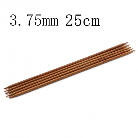 Picture of 3.75mm Bamboo Double Pointed Knitting Needles Brown 25cm(9 7/8") long, 5 PCs
