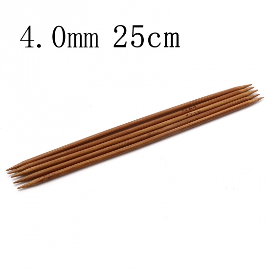 Picture of 4mm Bamboo Double Pointed Knitting Needles Brown 25cm(9 7/8") long, 5 PCs