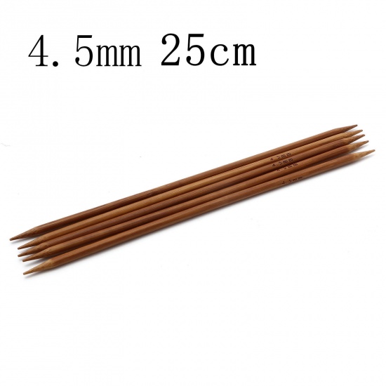 Picture of 4.5mm Bamboo Double Pointed Knitting Needles Brown 25cm(9 7/8") long, 5 PCs