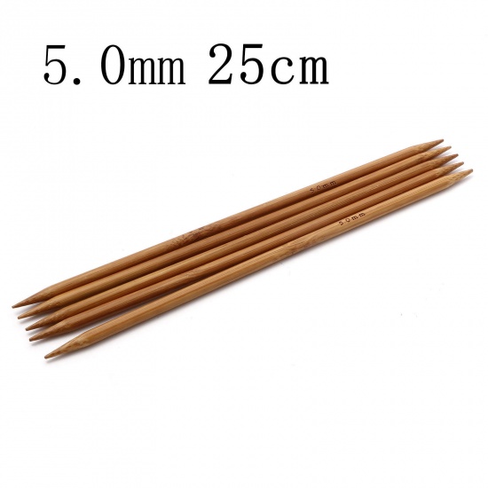 Picture of 5mm Bamboo Double Pointed Knitting Needles Brown 25cm(9 7/8") long, 5 PCs
