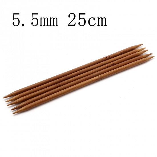 Picture of 5.5mm Bamboo Double Pointed Knitting Needles Brown 25cm(9 7/8") long, 5 PCs