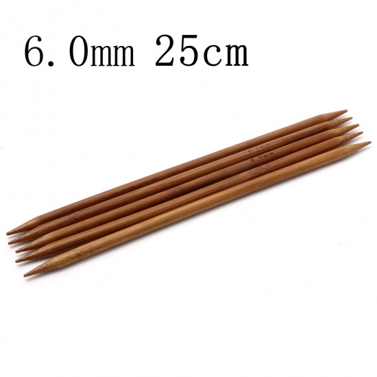 Picture of 6mm Bamboo Double Pointed Knitting Needles Brown 25cm(9 7/8") long, 5 PCs