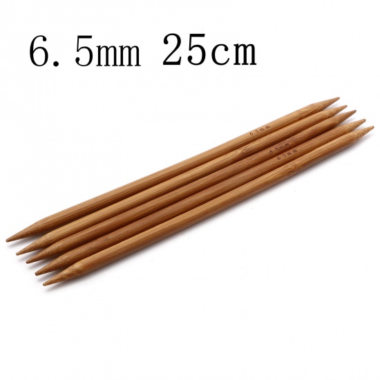 Picture of 6.5mm Bamboo Double Pointed Knitting Needles Brown 25cm(9 7/8") long, 5 PCs