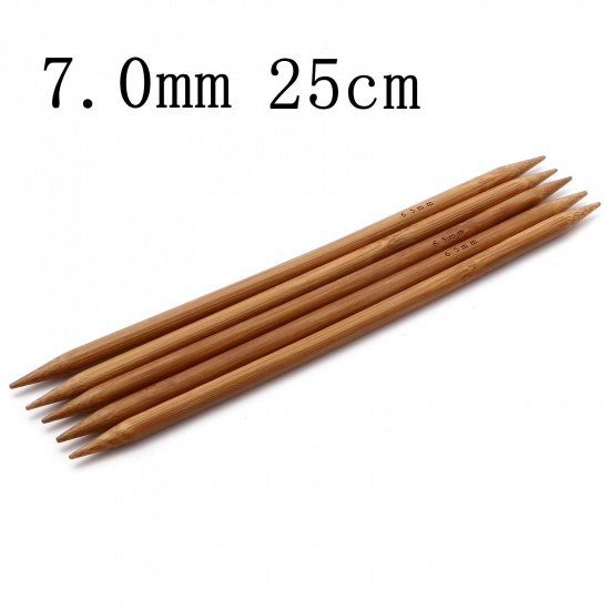 Picture of 7mm Bamboo Double Pointed Knitting Needles Brown 25cm(9 7/8") long, 5 PCs