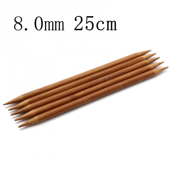 Picture of 8mm Bamboo Double Pointed Knitting Needles Brown 25cm(9 7/8") long, 5 PCs