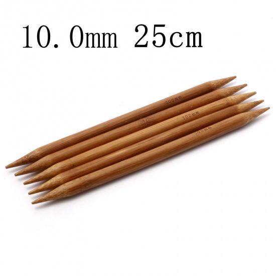 Picture of 10mm Bamboo Double Pointed Knitting Needles Brown 25cm(9 7/8") long, 5 PCs