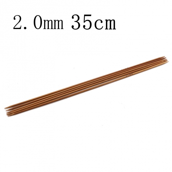 Picture of 2mm Bamboo Double Pointed Knitting Needles Brown 35cm(13 6/8") long, 5 PCs
