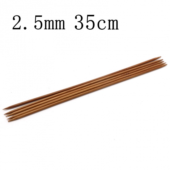 Picture of 2.5mm Bamboo Double Pointed Knitting Needles Brown 35cm(13 6/8") long, 5 PCs