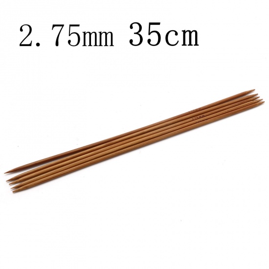 Picture of 2.75mm Bamboo Double Pointed Knitting Needles Brown 35cm(13 6/8") long, 5 PCs