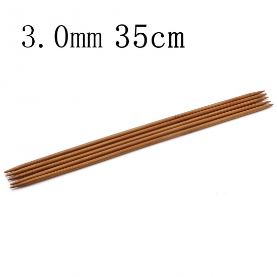 Picture of 3mm Bamboo Double Pointed Knitting Needles Brown 35cm(13 6/8") long, 5 PCs