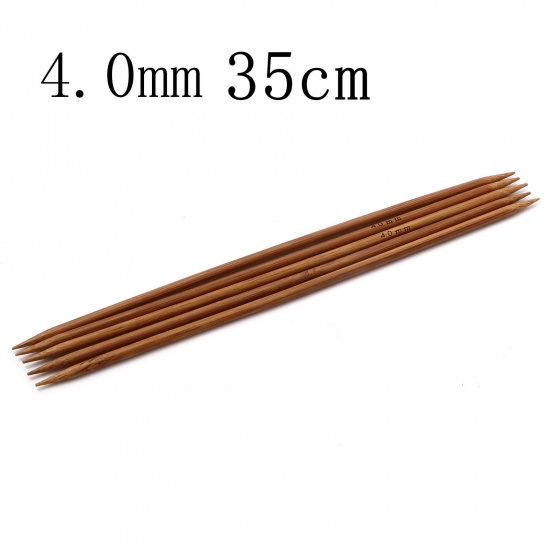Picture of 4mm Bamboo Double Pointed Knitting Needles Brown 35cm(13 6/8") long, 5 PCs