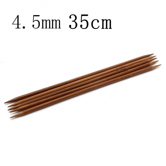 Picture of 4.5mm Bamboo Double Pointed Knitting Needles Brown 35cm(13 6/8") long, 5 PCs