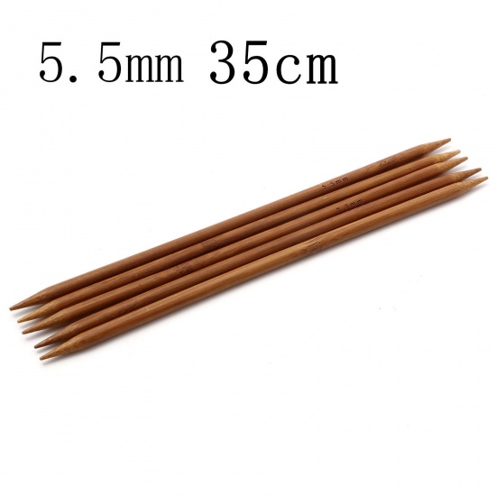Picture of 5.5mm Bamboo Double Pointed Knitting Needles Brown 35cm(13 6/8") long, 5 PCs