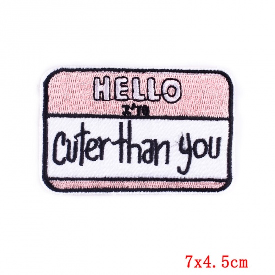 Picture of Polyester Iron On Patches Appliques (With Glue Back) DIY Sewing Craft Clothing Decoration Multicolor Rectangle Embroidered 7cm x 4.5cm, 2 PCs