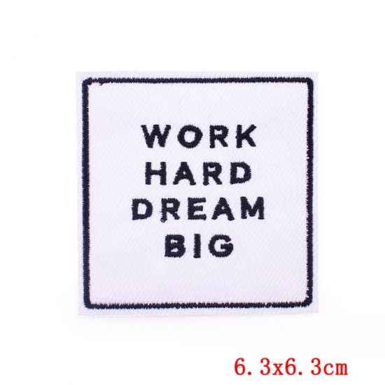 Picture of Polyester Iron On Patches Appliques (With Glue Back) DIY Sewing Craft Clothing Decoration Multicolor Square Embroidered 6.3cm x 6.3cm, 2 PCs