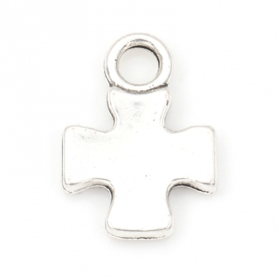 Picture of Zinc Based Alloy Religious Charms Antique Silver Color Cross 15mm x 10.5mm, 50 PCs