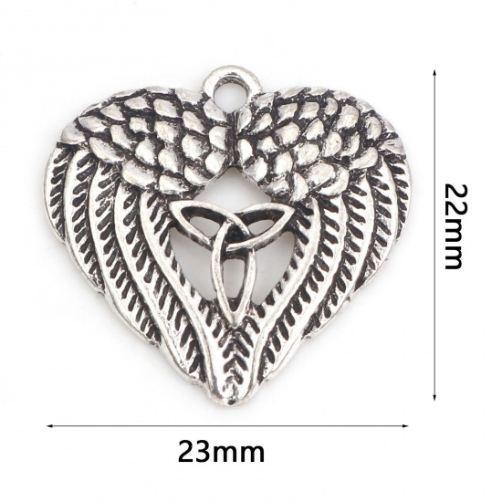 Picture of Zinc Based Alloy Religious Charms Antique Silver Color Wing Celtic Knot 23mm x 22mm, 10 PCs