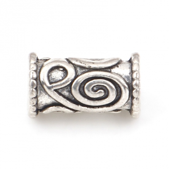 Picture of Zinc Based Alloy Spacer Beads Antique Silver Color Cylinder Spiral About 10mm x 6mm, Hole: Approx 1.8mm, 100 PCs