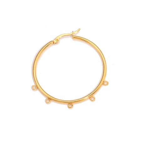 Picture of 304 Stainless Steel Hoop Earrings Round Multicolor With Loop 4.7cm x 4cm