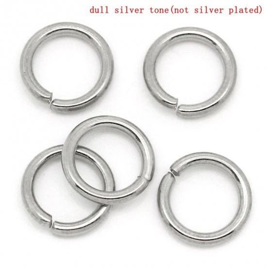 Picture of 1.2mm 304 Stainless Steel Open Jump Rings Findings Round Silver Tone 6mm Dia., 500 PCs