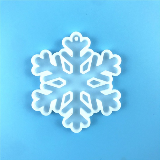 Imagen de Silicona Molde Copo de nieve Navidad Blanco 8.5cm x 7.5cm, 1 Unidad