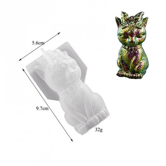 Picture of Silicone Resin Mold For Making Magic Demon Pirate Cat Ornament White 9.7cm x 5.6cm, 1 Piece