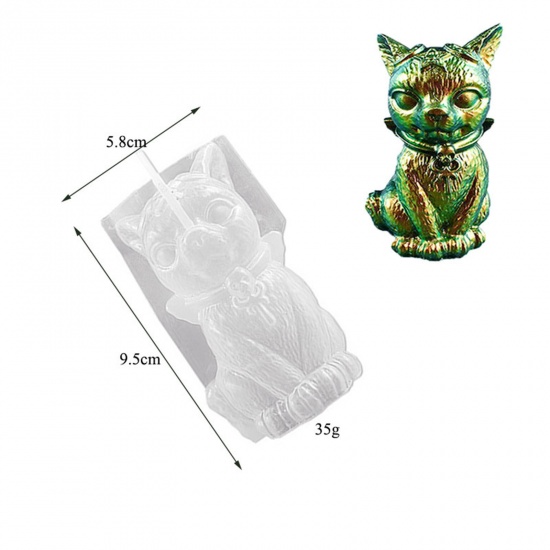 Picture of Silicone Resin Mold For Making Magic Demon Pirate Cat Ornament White 9.5cm x 5.8cm, 1 Piece