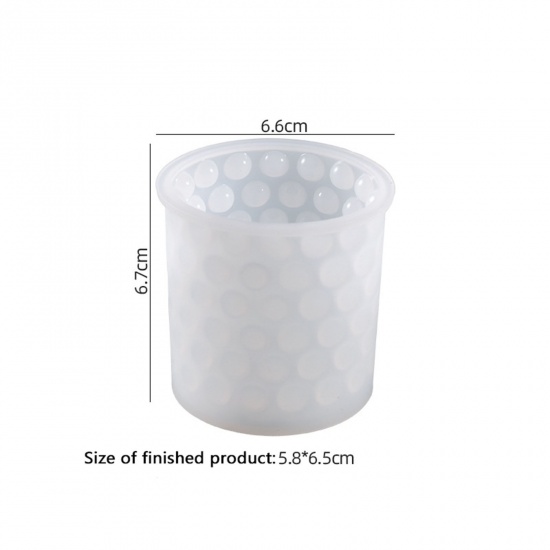 Picture of Silicone Resin Mold For 3D Art Demold Handmade Candle Making Cylinder White 6.7cm x 6.6cm, 1 Piece
